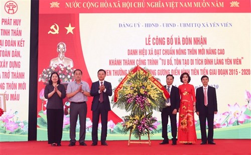 Xã Yên Viên đón nhận danh hiệu xã đạt chuẩn Nông thôn mới nâng cao năm 2020